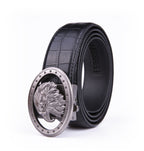 Eagle Head Embossed Crocodile Texture Automatic Buckle Men's Belt