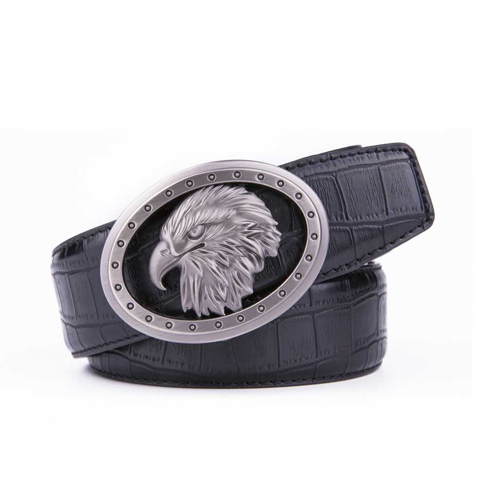 Men's Crocodile Embossed Ratchet Belt – Eagle Head Automatic Buckle Belt Main image