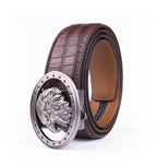 Eagle Head Embossed Crocodile Texture Automatic Buckle Men's Belt