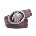 Men's Crocodile Embossed Ratchet Belt – Eagle Head Automatic Buckle Belt