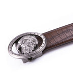 Eagle Head Embossed Crocodile Texture Automatic Buckle Men's Belt