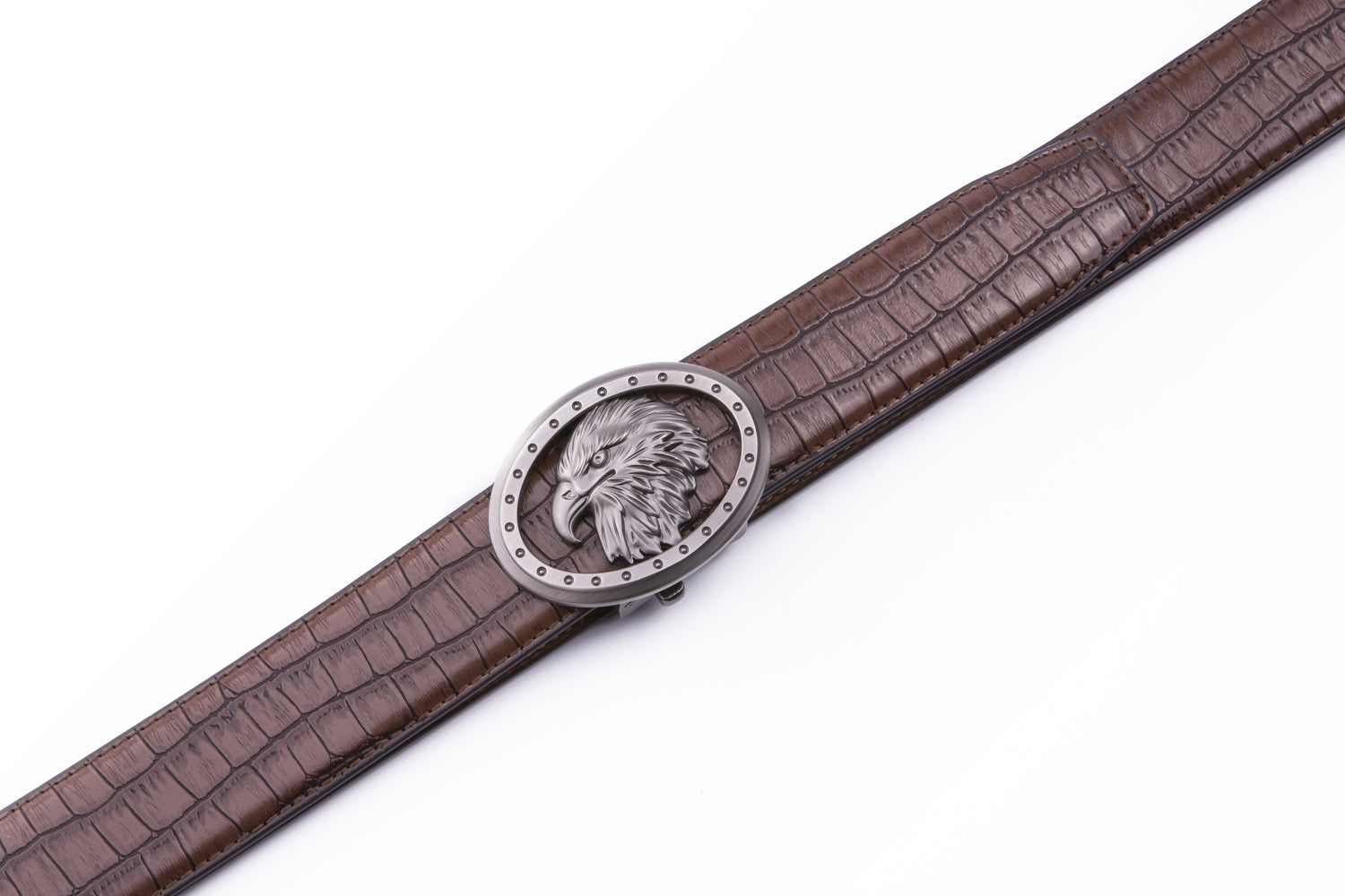 Eagle Head Embossed Crocodile Texture Automatic Buckle Men's Belt
