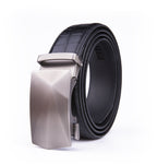 Geometric Cut Brushed Automatic Buckle Crocodile Texture Men's Belt