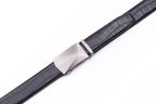 Geometric Cut Brushed Automatic Buckle Crocodile Texture Men's Belt