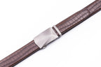 Geometric Cut Brushed Automatic Buckle Crocodile Texture Men's Belt