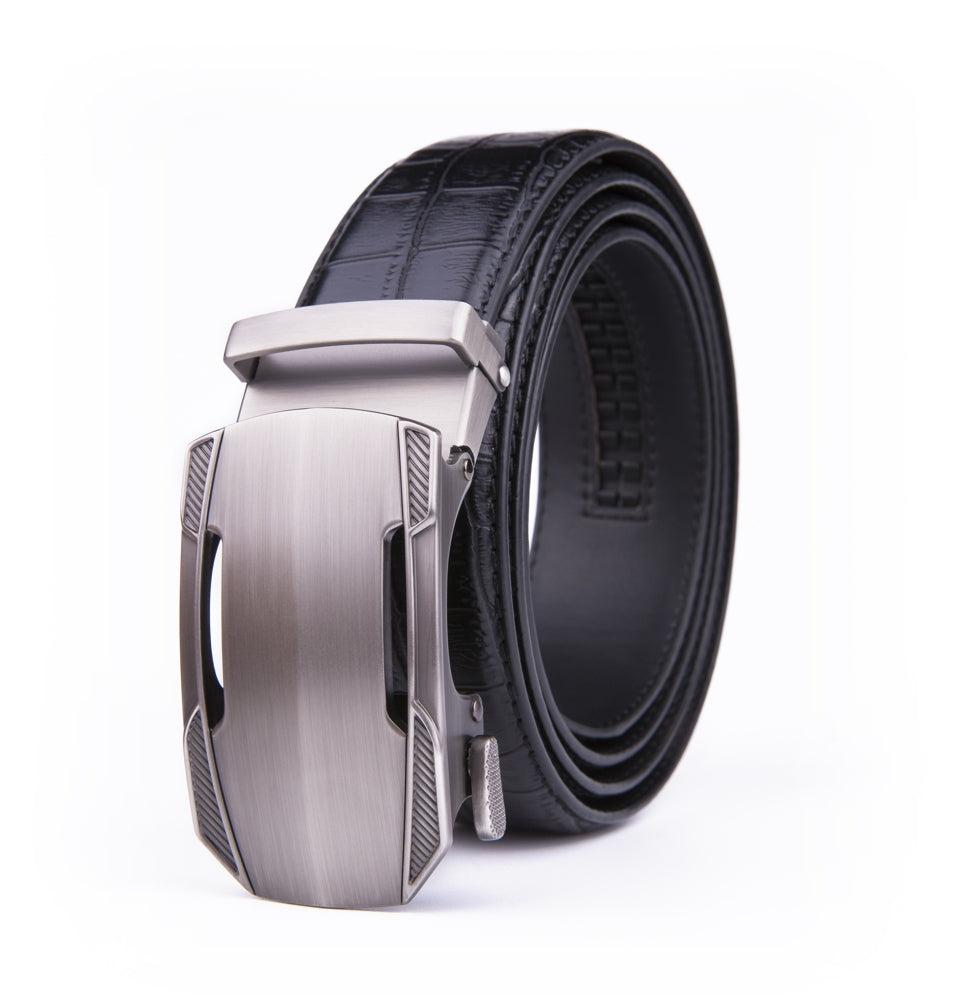 Sports Car Style Crocodile Texture Automatic Buckle Men's Belt