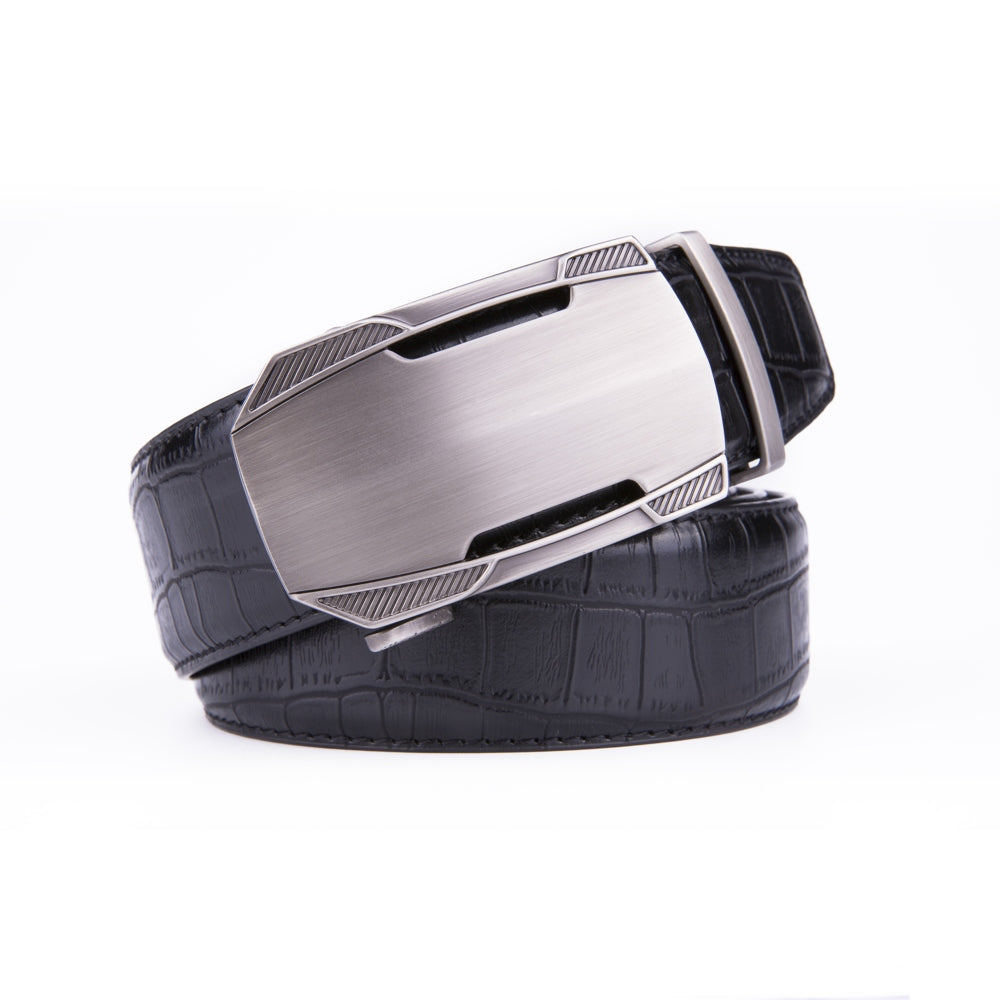 Sports Car Style Crocodile Texture Automatic Buckle Men's Belt Main image