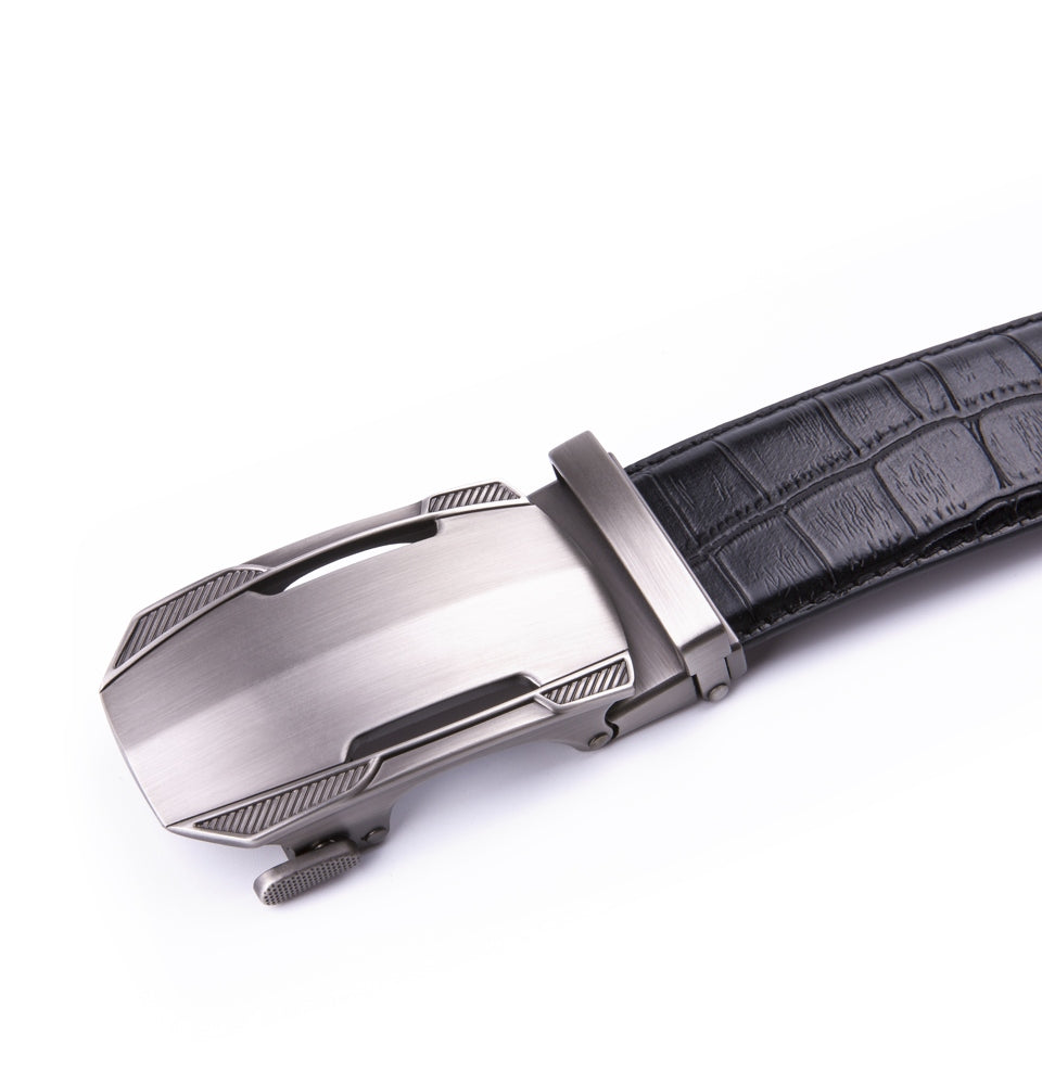 Sports Car Style Crocodile Texture Automatic Buckle Men's Belt