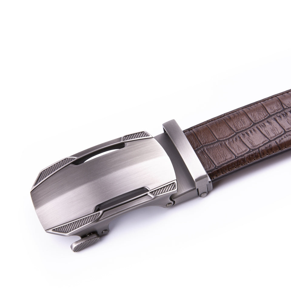 Sports Car Style Crocodile Texture Automatic Buckle Men's Belt