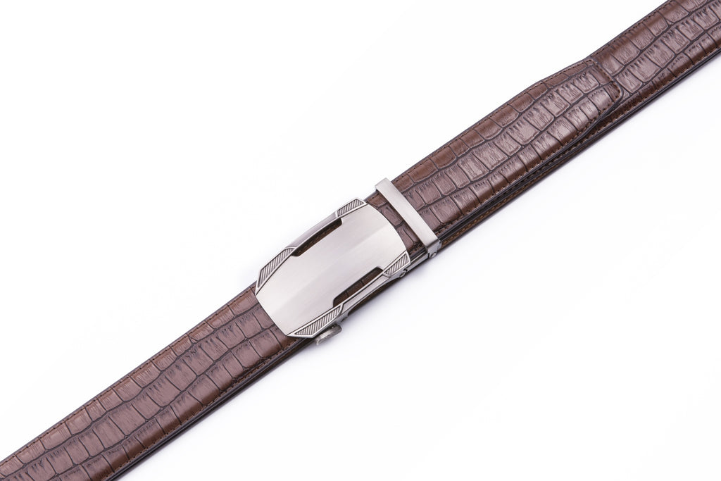 Sports Car Style Crocodile Texture Automatic Buckle Men's Belt