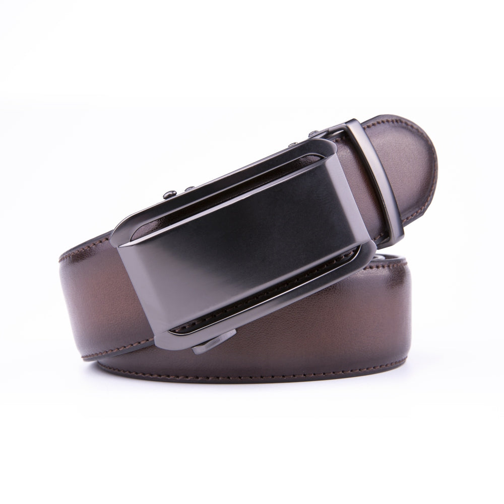 Minimalist Mirror Finish Automatic Buckle Business Leather Belt for Men