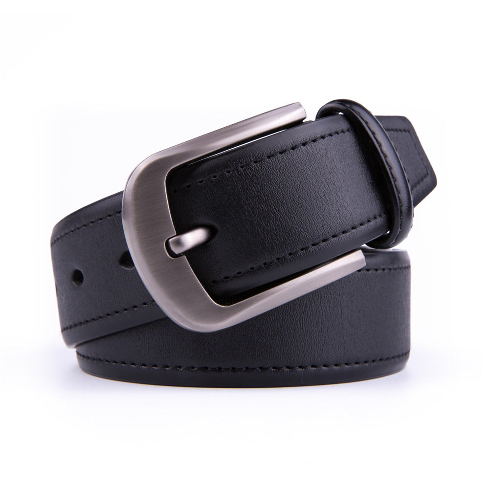 Classic Minimalist Brushed Gray Buckle Business Leather Belt for Men Main image