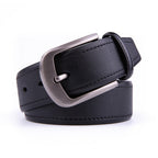 Classic Minimalist Brushed Gray Buckle Business Leather Belt for Men