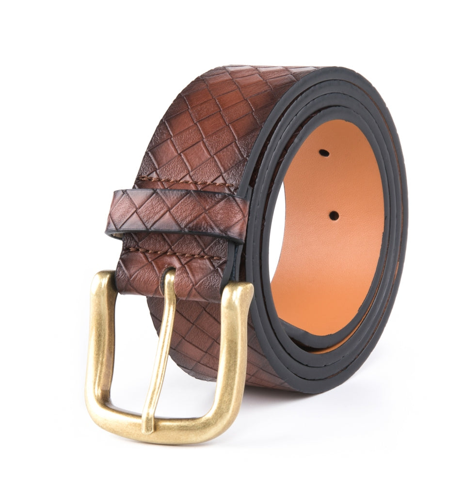 Vintage Texture Single Prong Leather Belt Men Business Casual