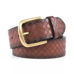Men's Leather Belt – Textured Casual Belt with Antique Buckle