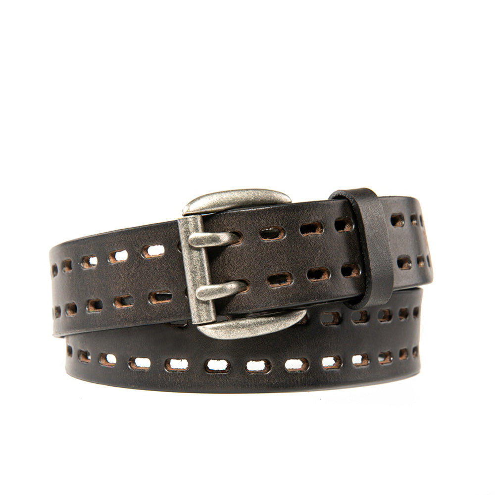 Men's Full Grain Leather Belt Strap – Vintage Double Prong Casual Belt for Jeans & Everyday Wear Main image