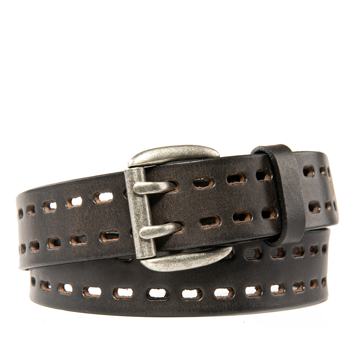 Men's Full Grain Leather Belt Strap – Vintage Double Prong Casual Belt for Jeans & Everyday Wear Main image