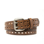 Men's Full Grain Leather Belt Strap – Vintage Double Prong Casual Belt for Jeans & Everyday Wear - Tobacco