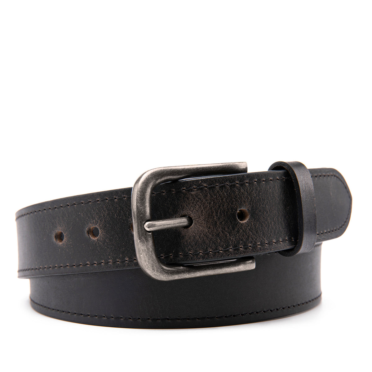 Vintage Full Grain Leather Belt for Men – Distressed Casual Jean Belt with Antique Buckle Main image