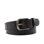 Vintage Full Grain Leather Belt for Men – Distressed Casual Jean Belt with Antique Buckle