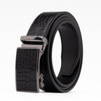 Crocodile Texture Patch Automatic Buckle Red Teeth Men's Belt