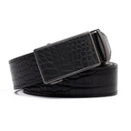 Crocodile Texture Patch Automatic Buckle Red Teeth Men's Belt
