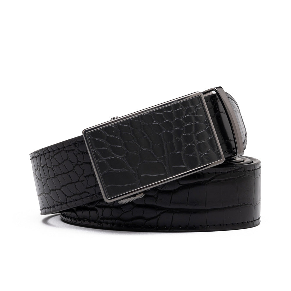 Men's Crocodile Embossed Ratchet Belt – Automatic Dress Belt for Business & Casual Wear Main image