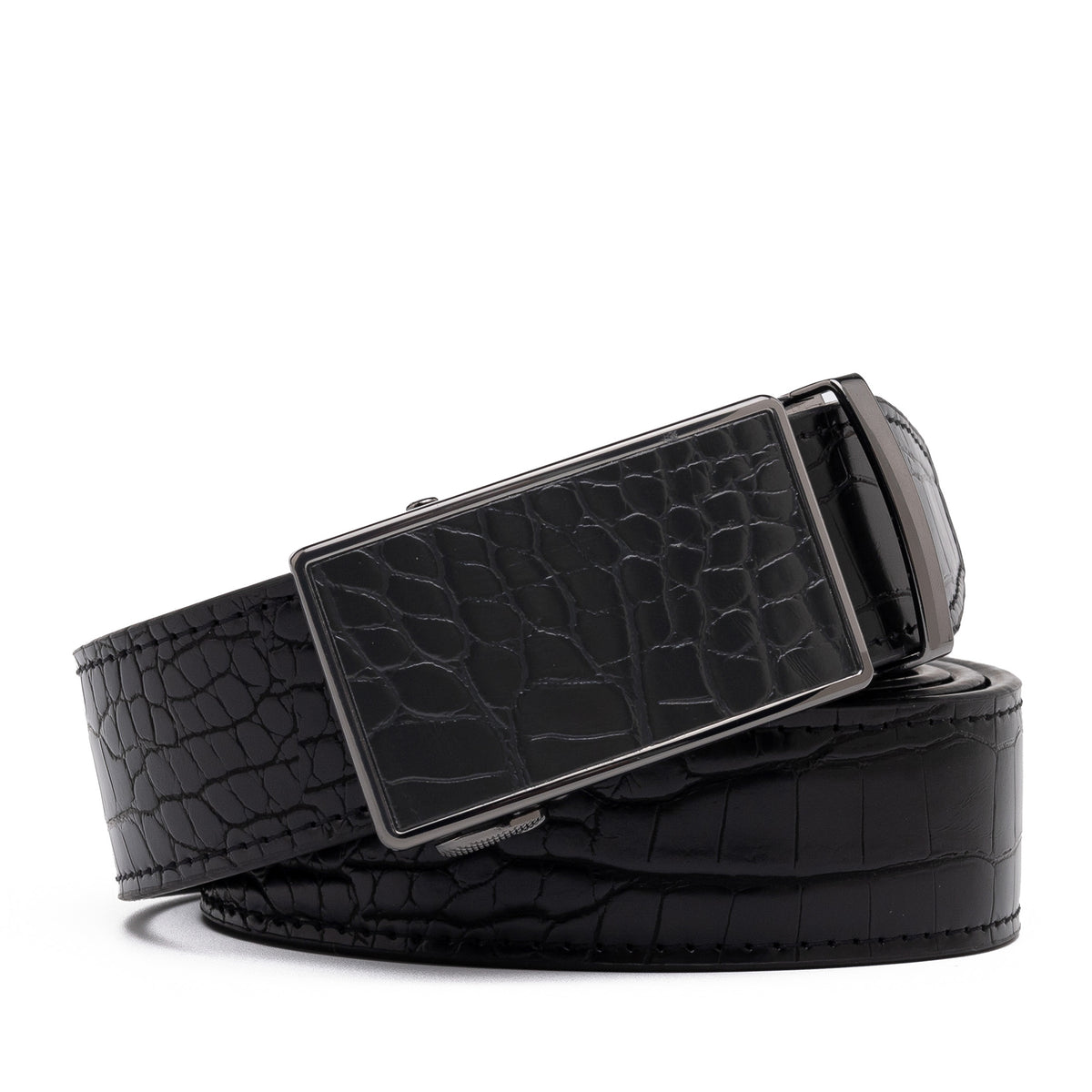 Men's Crocodile Embossed Ratchet Belt – Automatic Dress Belt for Business & Casual Wear Main image