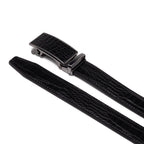 Crocodile Texture Patch Automatic Buckle Red Teeth Men's Belt