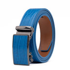 Crocodile Texture Patch Automatic Buckle Red Teeth Men's Belt