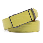 Crocodile Texture Patch Automatic Buckle Red Teeth Men's Belt