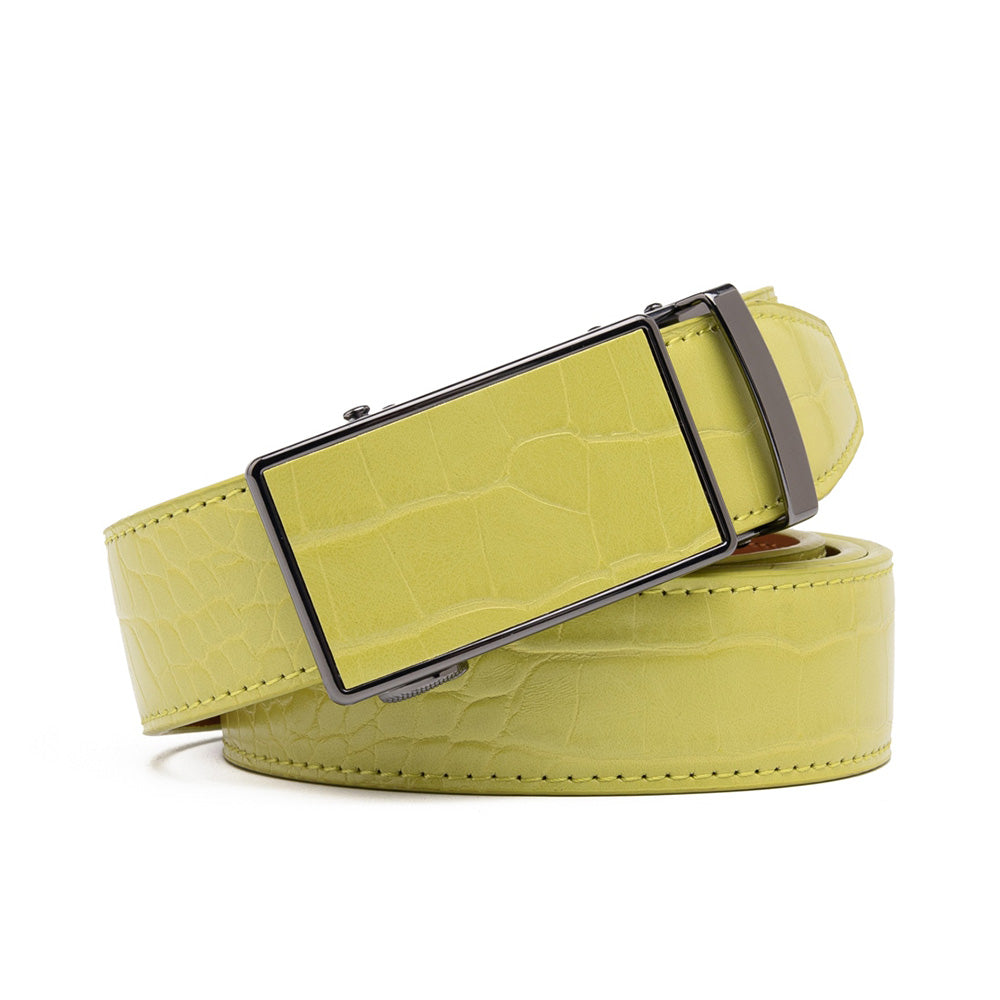 Men's Crocodile Embossed Ratchet Belt – Automatic Dress Belt for Business & Casual Wear