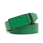 Men's Crocodile Embossed Ratchet Belt – Automatic Dress Belt for Business & Casual Wear - Green