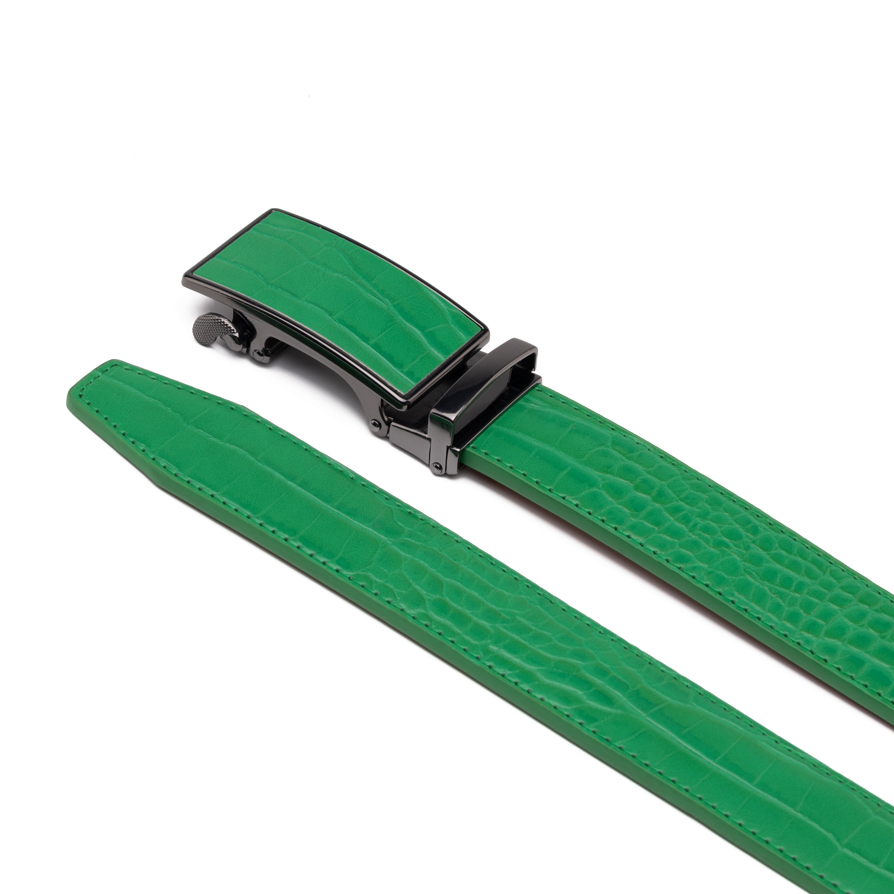 Crocodile Texture Patch Automatic Buckle Red Teeth Men's Belt