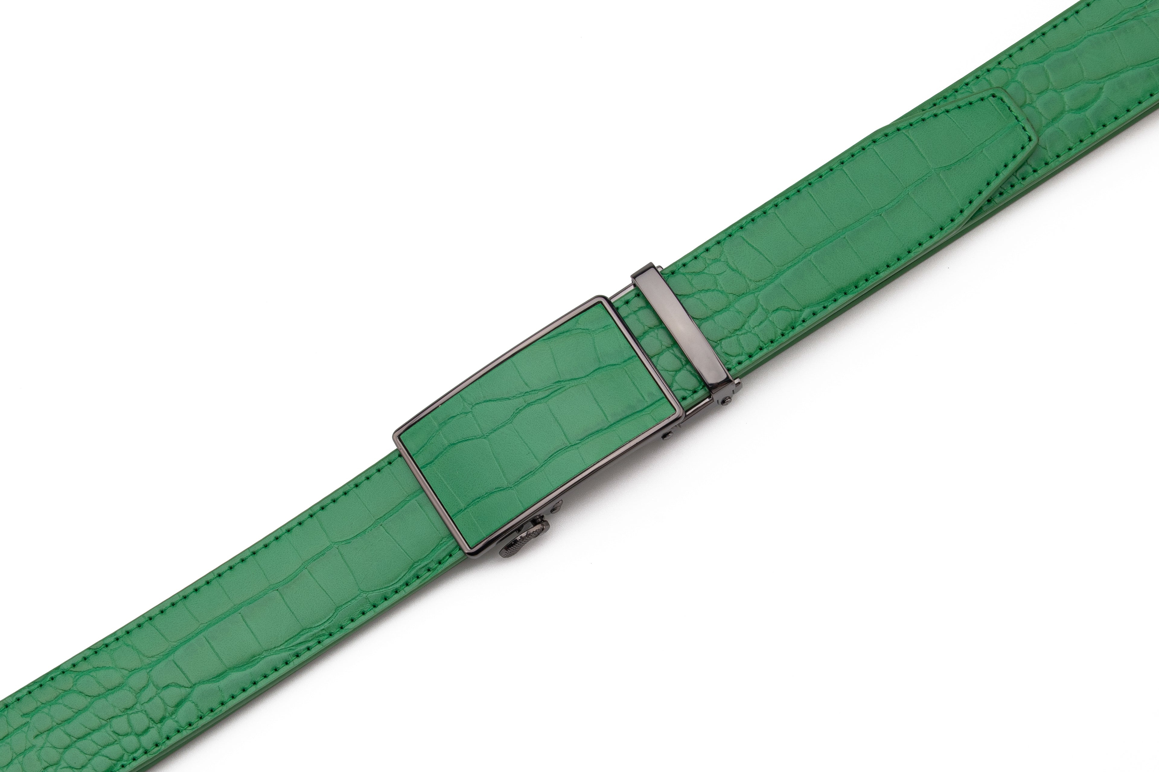 Crocodile Texture Patch Automatic Buckle Red Teeth Men's Belt