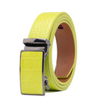 Crocodile Texture Patch Automatic Buckle Red Teeth Men's Belt