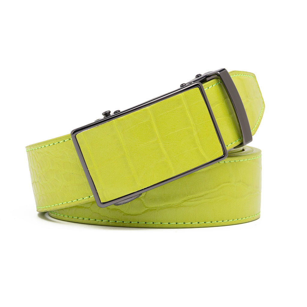 Crocodile Texture Patch Automatic Buckle Red Teeth Men's Belt