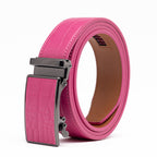 Crocodile Texture Patch Automatic Buckle Red Teeth Men's Belt