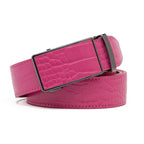 Crocodile Texture Patch Automatic Buckle Red Teeth Men's Belt