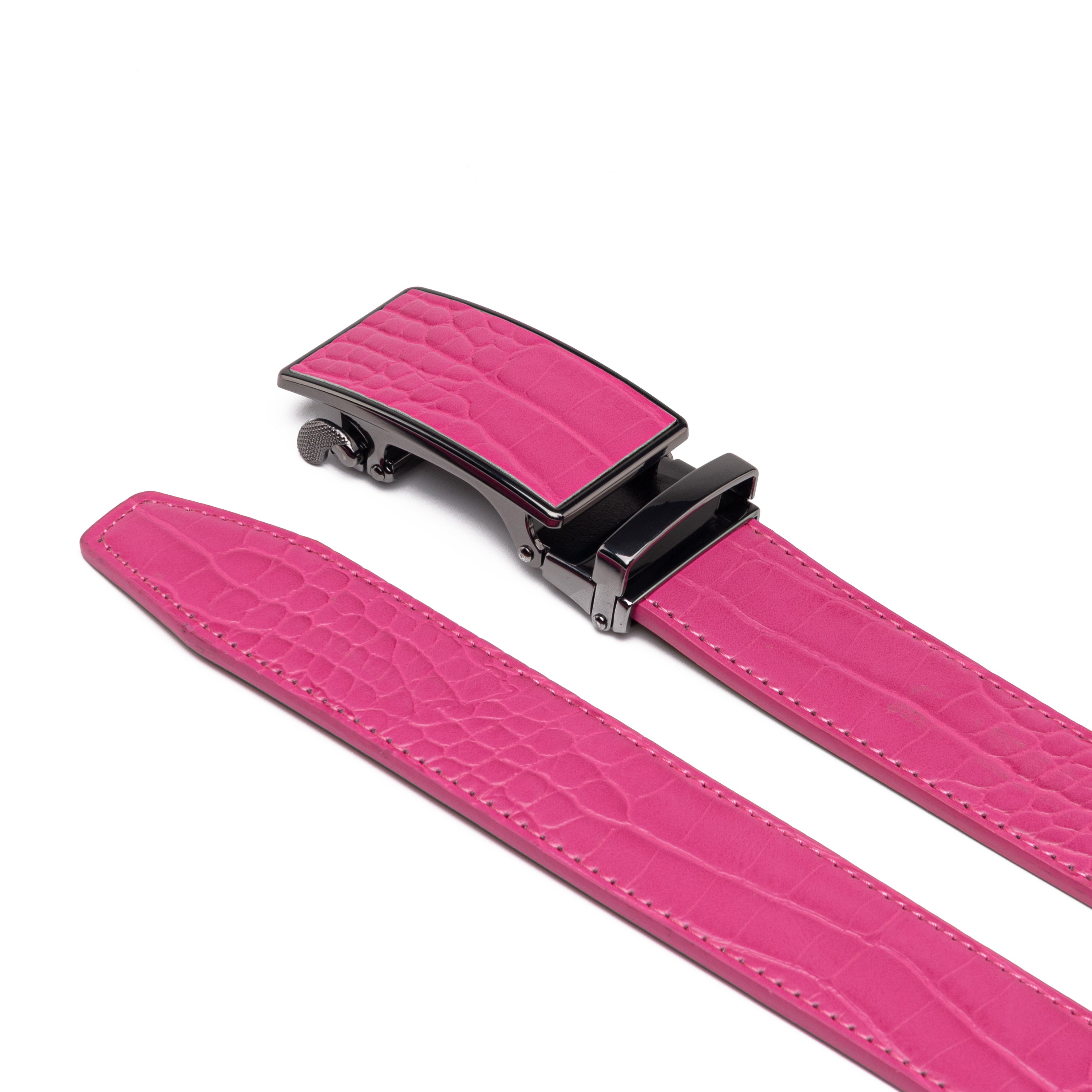Crocodile Texture Patch Automatic Buckle Red Teeth Men's Belt