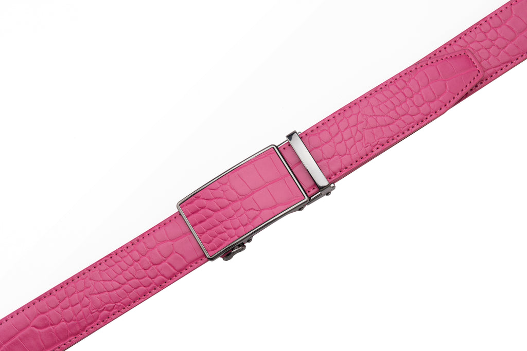 Crocodile Texture Patch Automatic Buckle Red Teeth Men's Belt