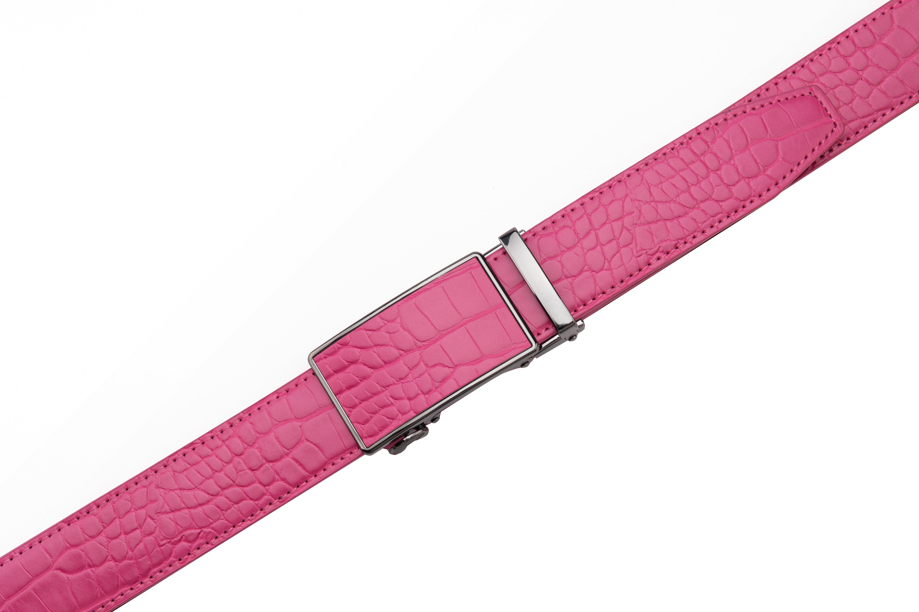 Crocodile Texture Patch Automatic Buckle Red Teeth Men's Belt