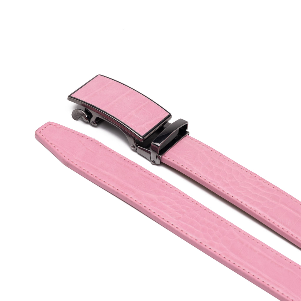 Crocodile Texture Patch Automatic Buckle Red Teeth Men's Belt
