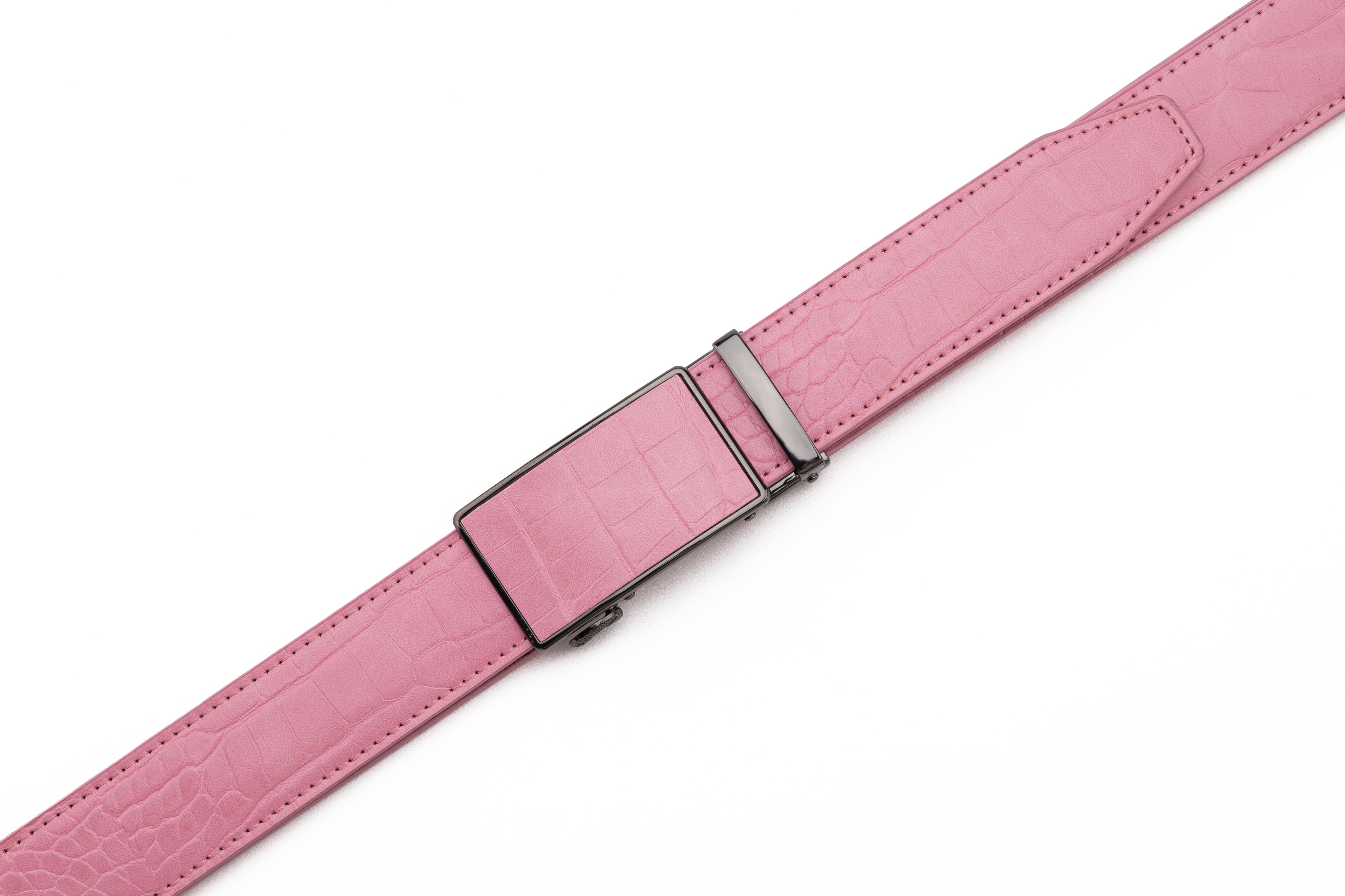Crocodile Texture Patch Automatic Buckle Red Teeth Men's Belt