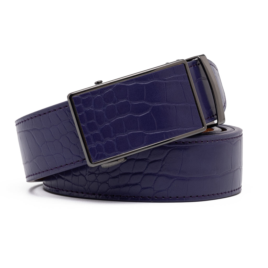 Crocodile Texture Patch Automatic Buckle Red Teeth Men's Belt