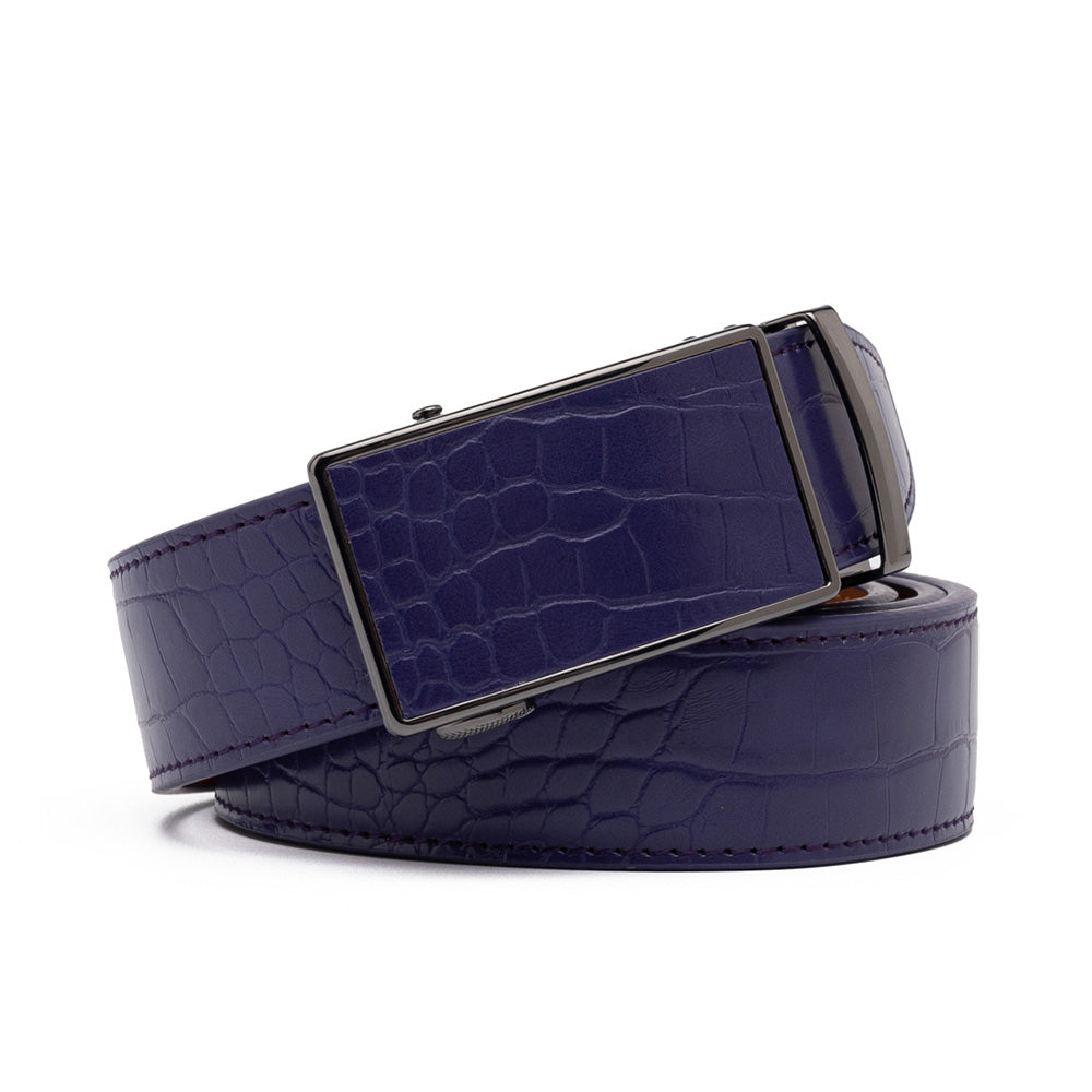 Men's Crocodile Embossed Ratchet Belt – Automatic Dress Belt for Business & Casual Wear