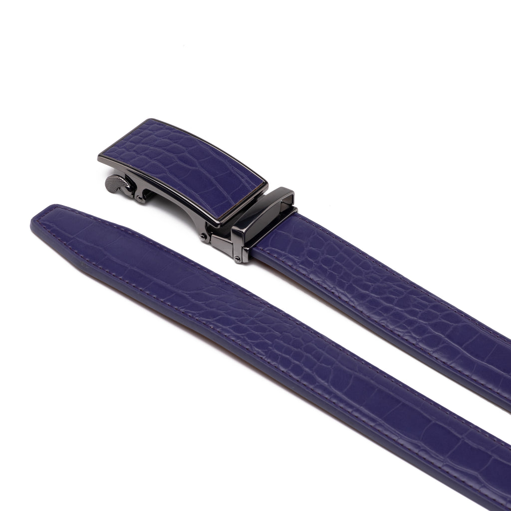 Crocodile Texture Patch Automatic Buckle Red Teeth Men's Belt