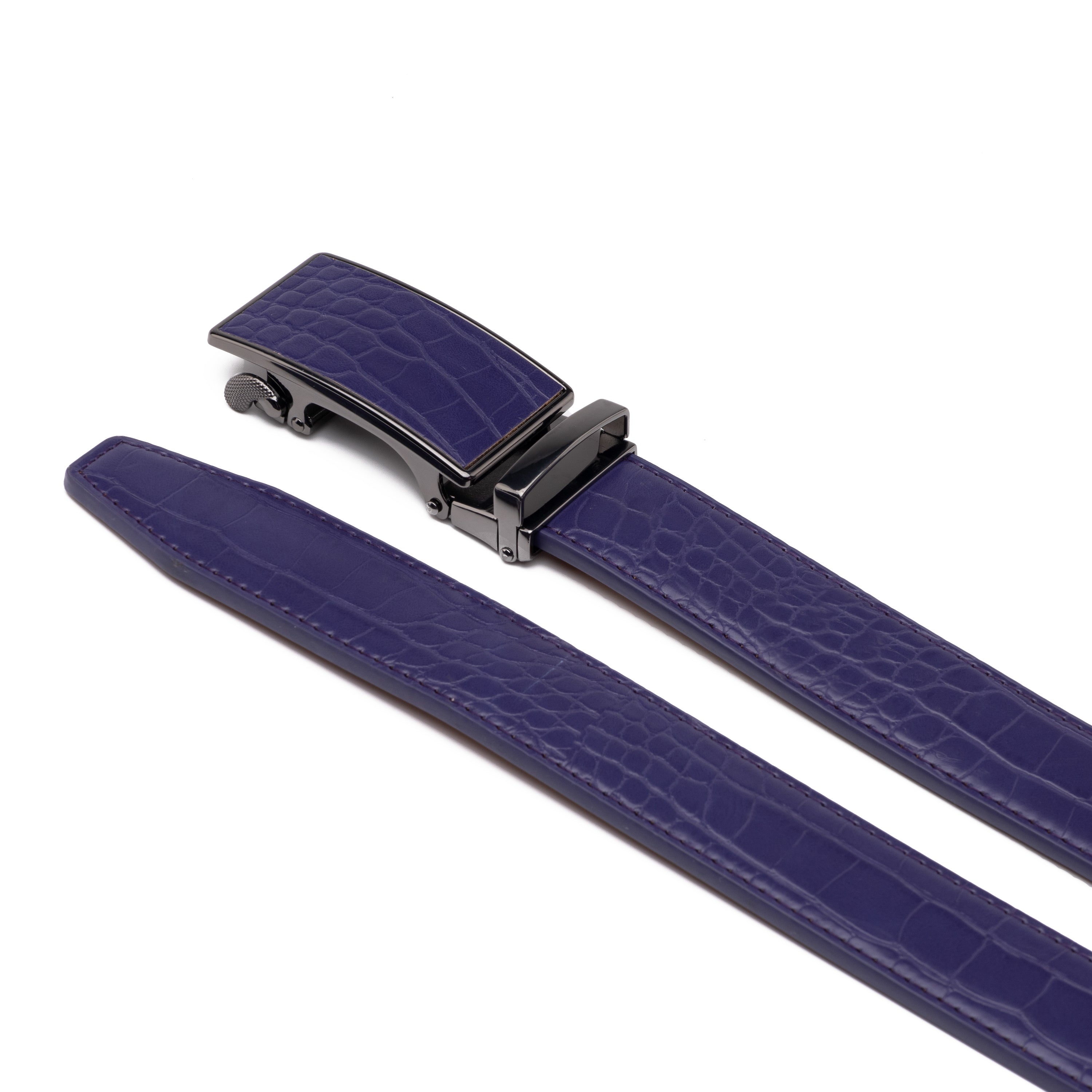 Crocodile Texture Patch Automatic Buckle Red Teeth Men's Belt