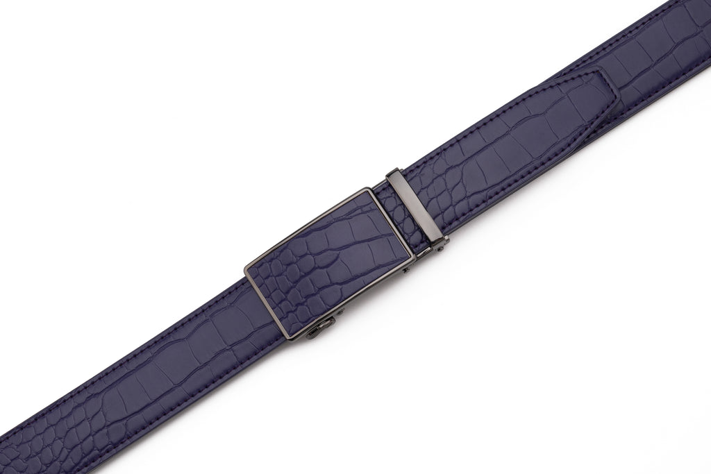 Crocodile Texture Patch Automatic Buckle Red Teeth Men's Belt
