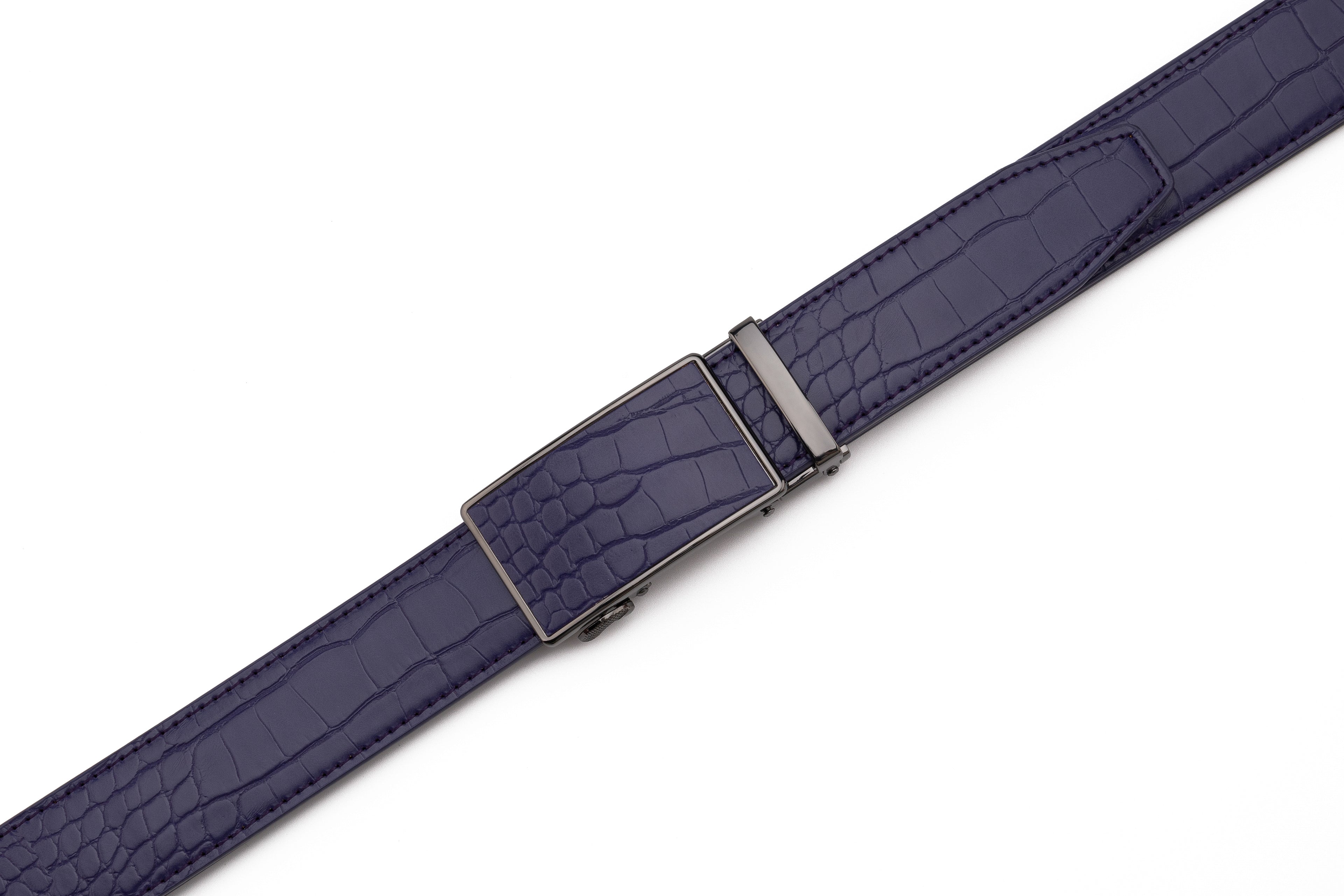 Crocodile Texture Patch Automatic Buckle Red Teeth Men's Belt